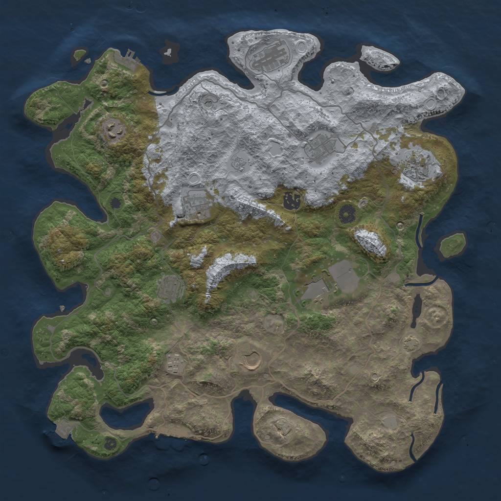 Rust Map: Procedural Map, Size: 4096, Seed: 555536, 18 Monuments