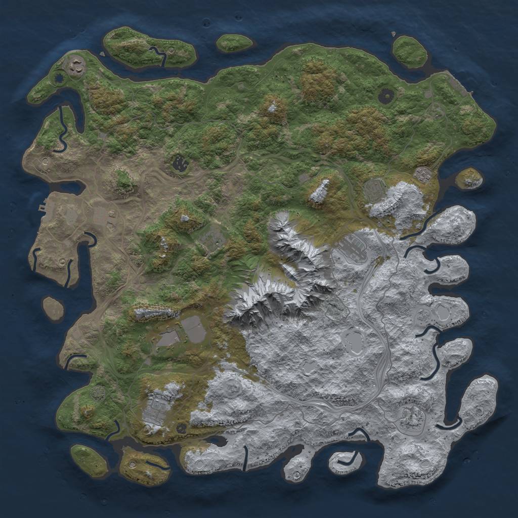 Rust Map: Procedural Map, Size: 5000, Seed: 694201337, 18 Monuments