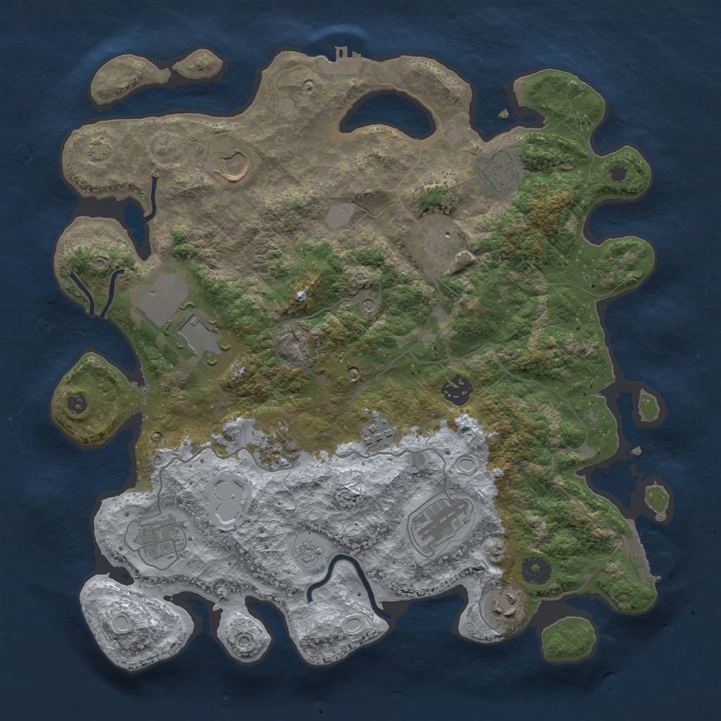 Rust Map: Procedural Map, Size: 3700, Seed: 16274247, 18 Monuments