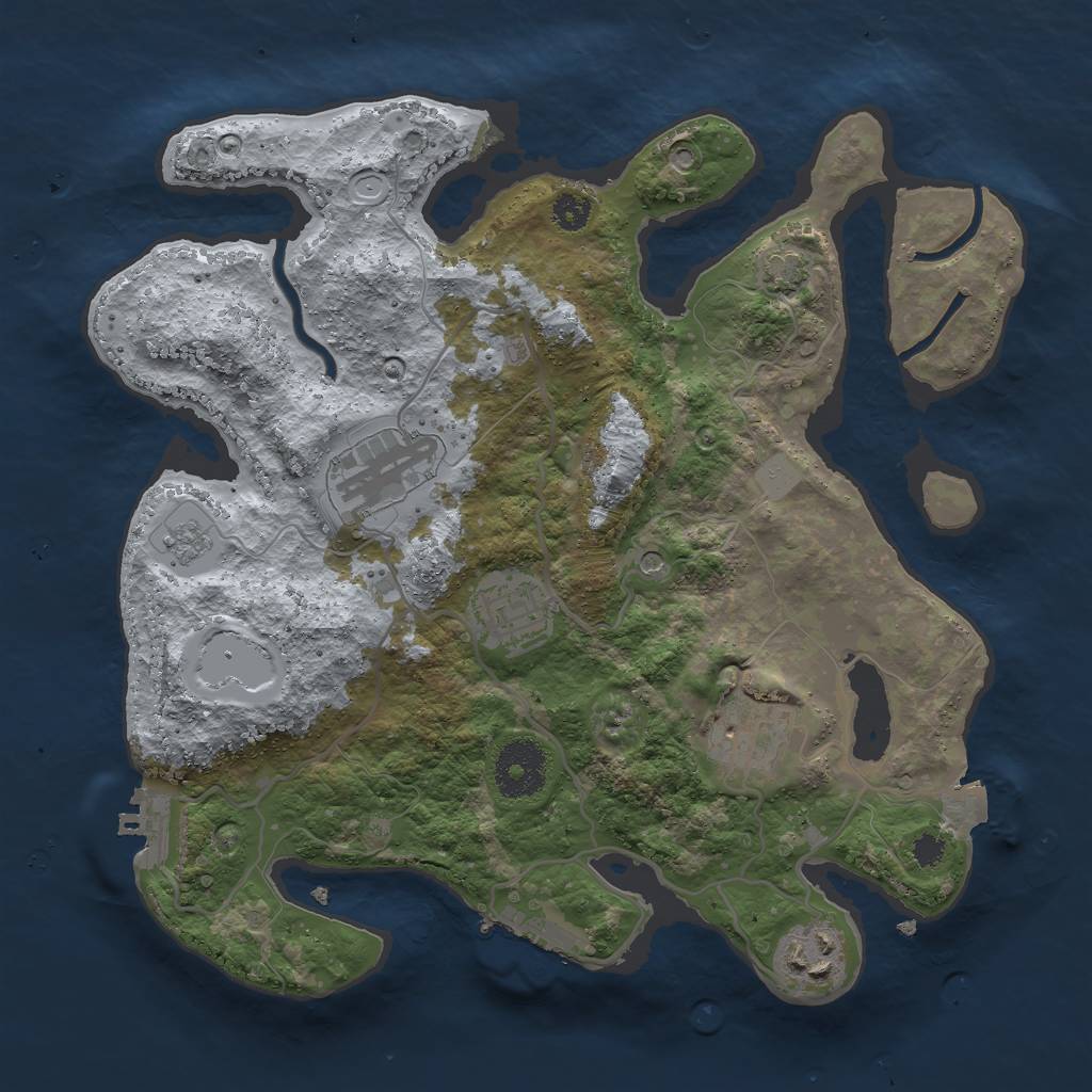 Rust Map: Procedural Map, Size: 3000, Seed: 20230530, 12 Monuments