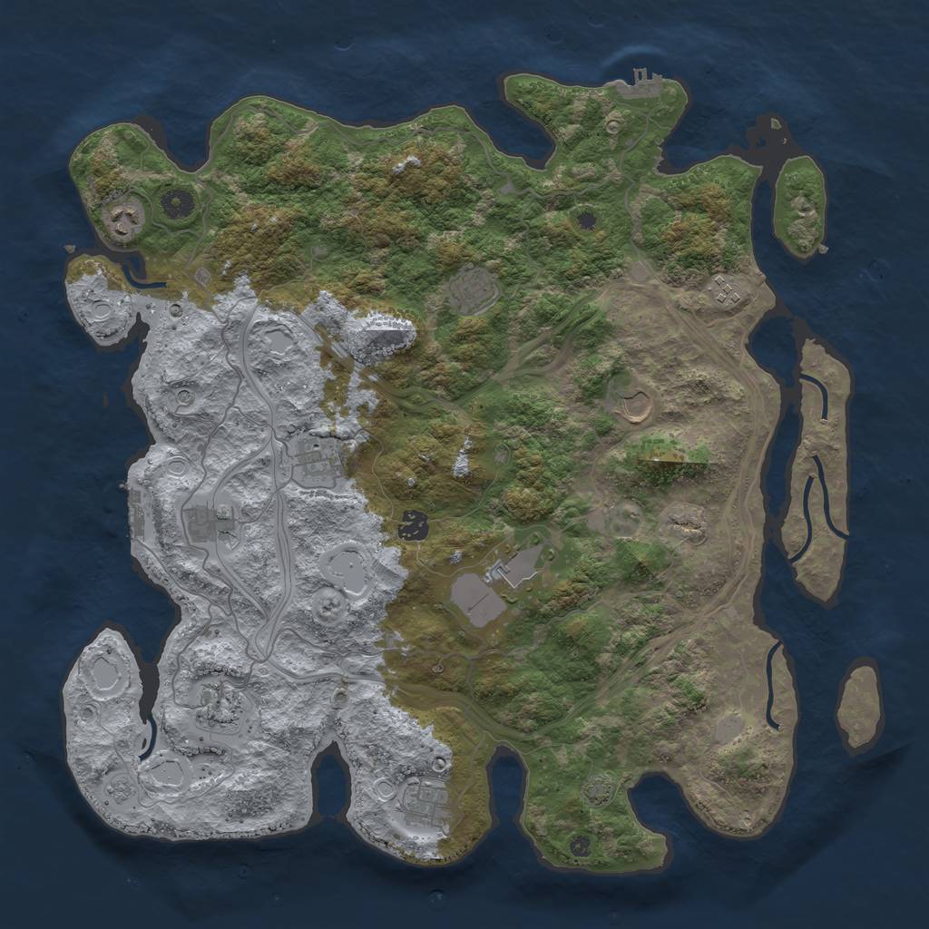 Rust Map: Procedural Map, Size: 4400, Seed: 53122544, 18 Monuments