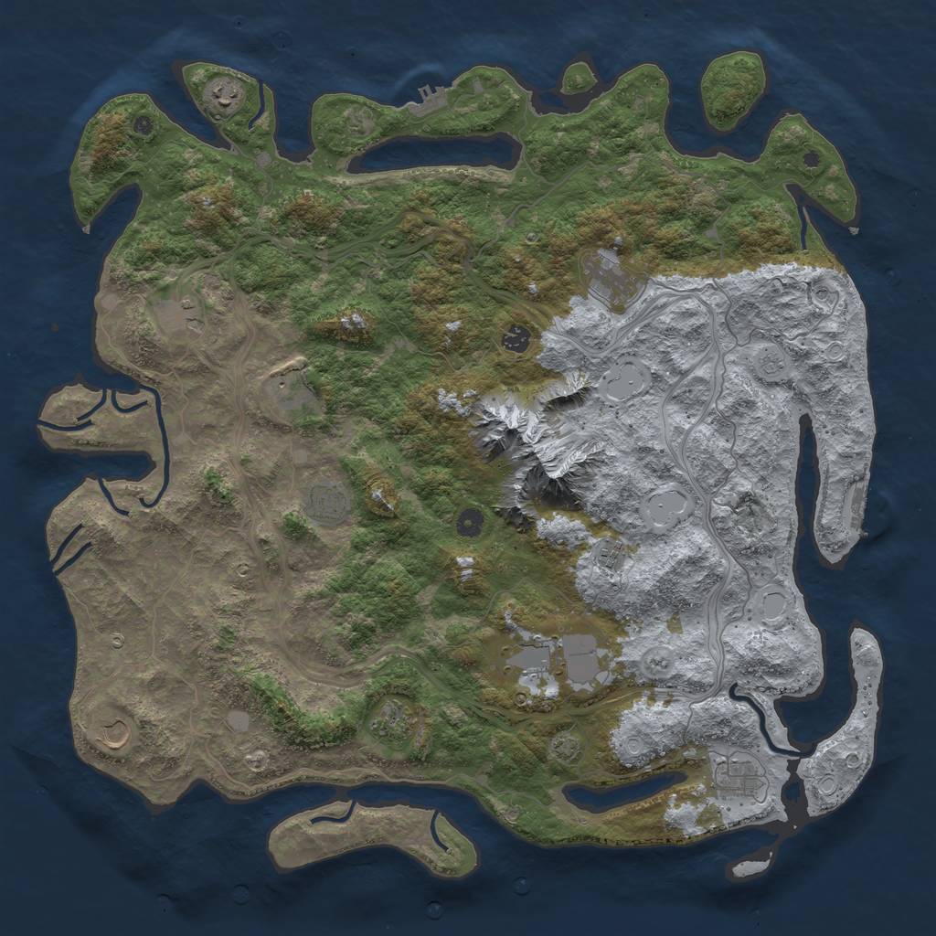 Rust Map: Procedural Map, Size: 5000, Seed: 101826101, 19 Monuments
