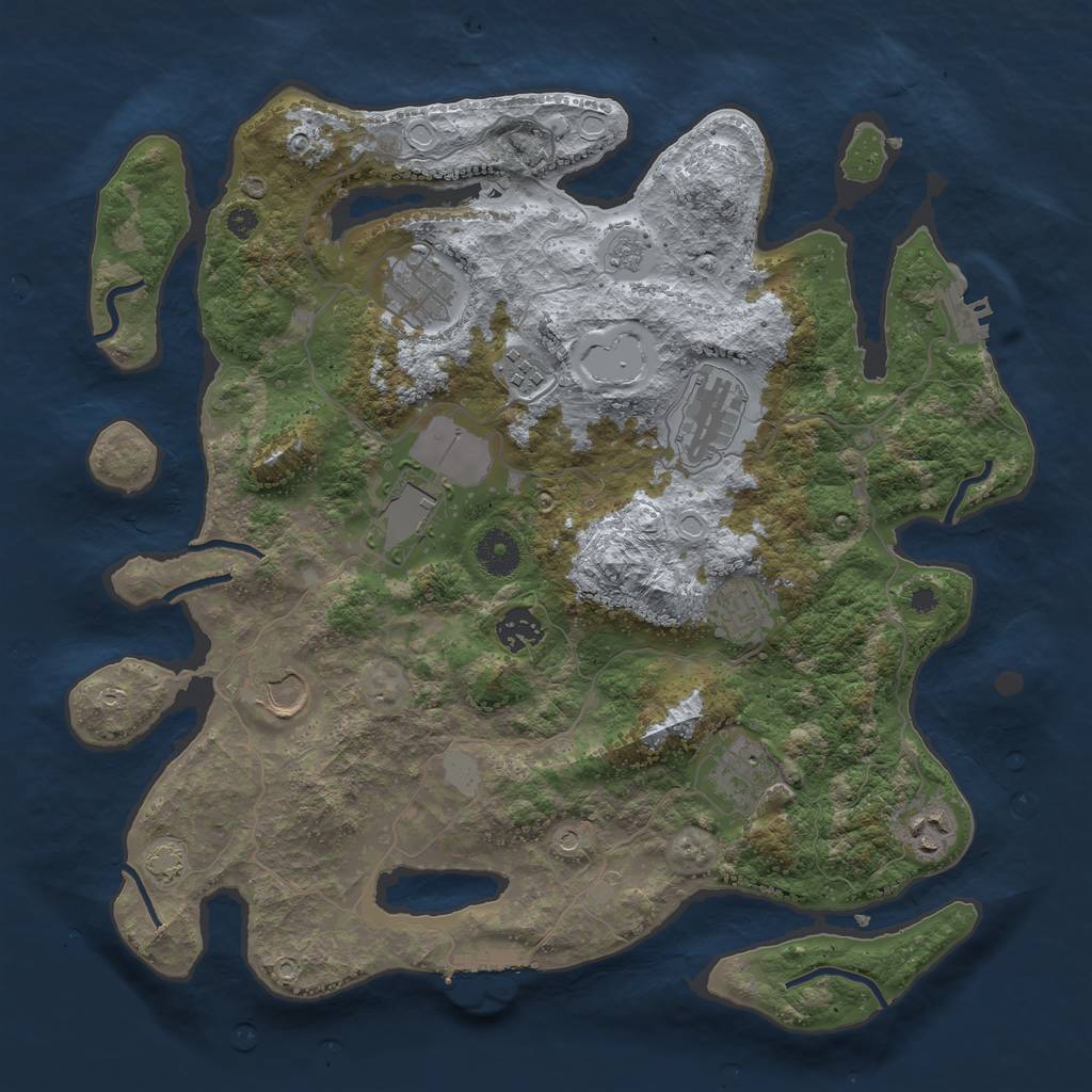 Rust Map: Procedural Map, Size: 3700, Seed: 52198552, 17 Monuments