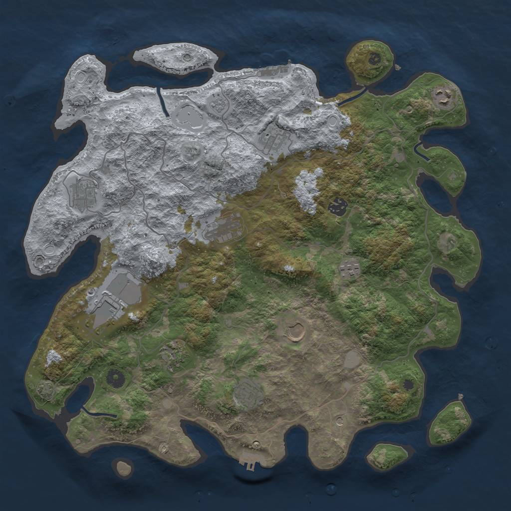 Rust Map: Procedural Map, Size: 4100, Seed: 50172786, 18 Monuments