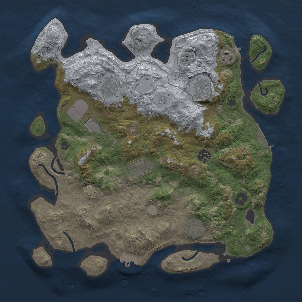Rust Map: Procedural Map, Size: 3650, Seed: 25373382, 16 Monuments