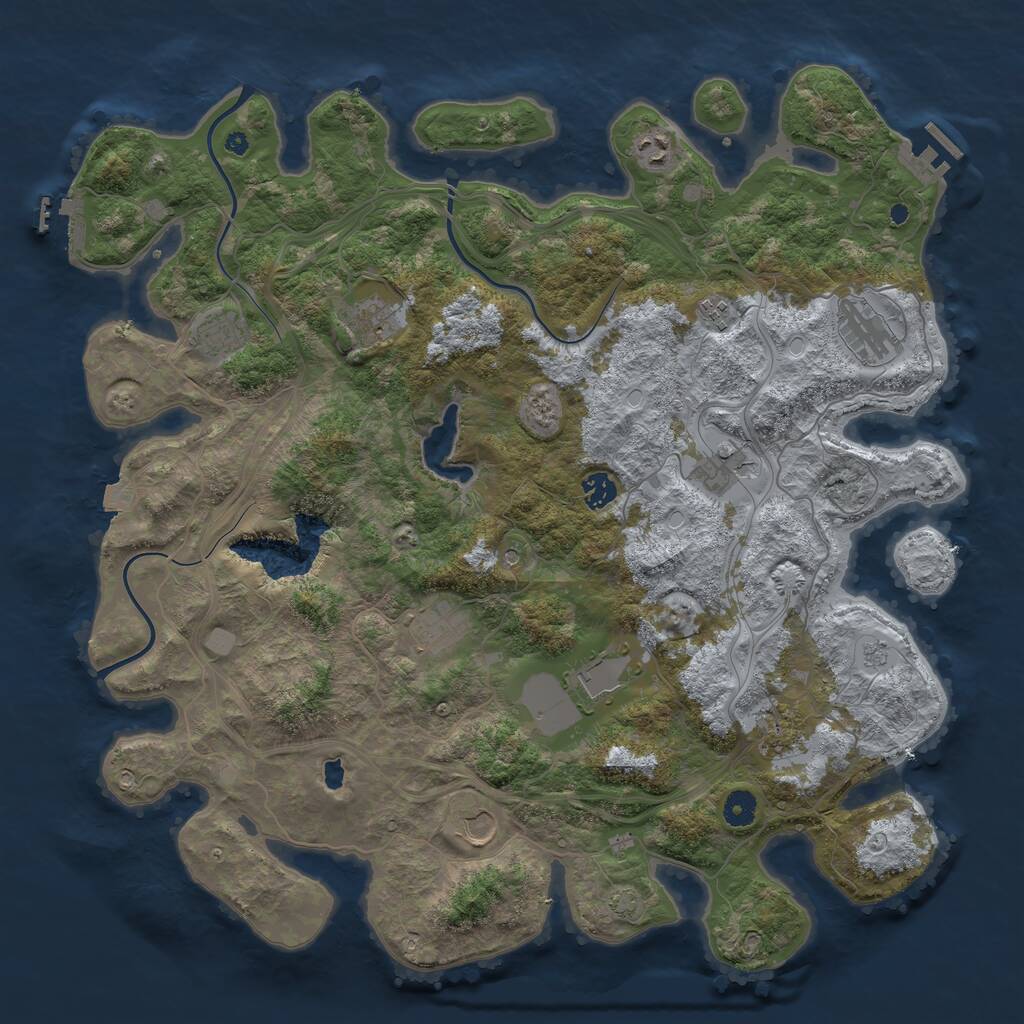 Rust Map: Procedural Map, Size: 4400, Seed: 51202739, 17 Monuments
