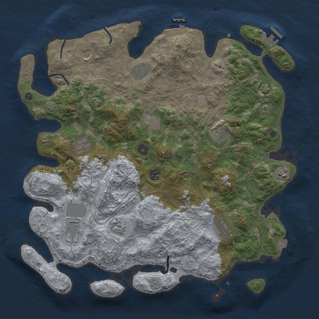 Rust Map: Procedural Map, Size: 4250, Seed: 37047316, 17 Monuments
