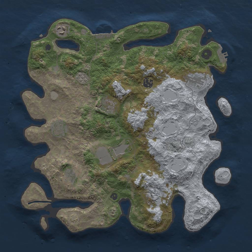 Rust Map: Procedural Map, Size: 3700, Seed: 4335612, 17 Monuments