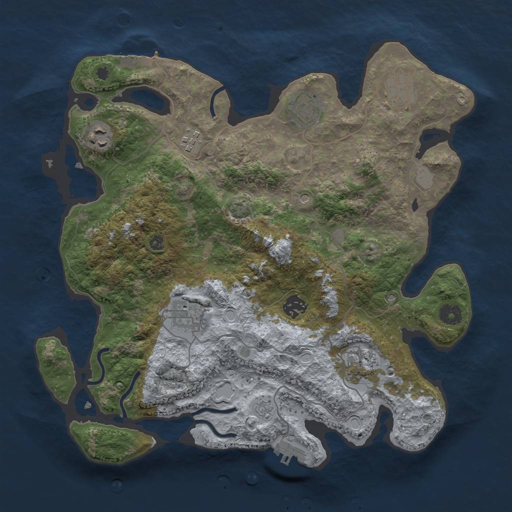Rust Map: Procedural Map, Size: 3450, Seed: 74534537, 15 Monuments