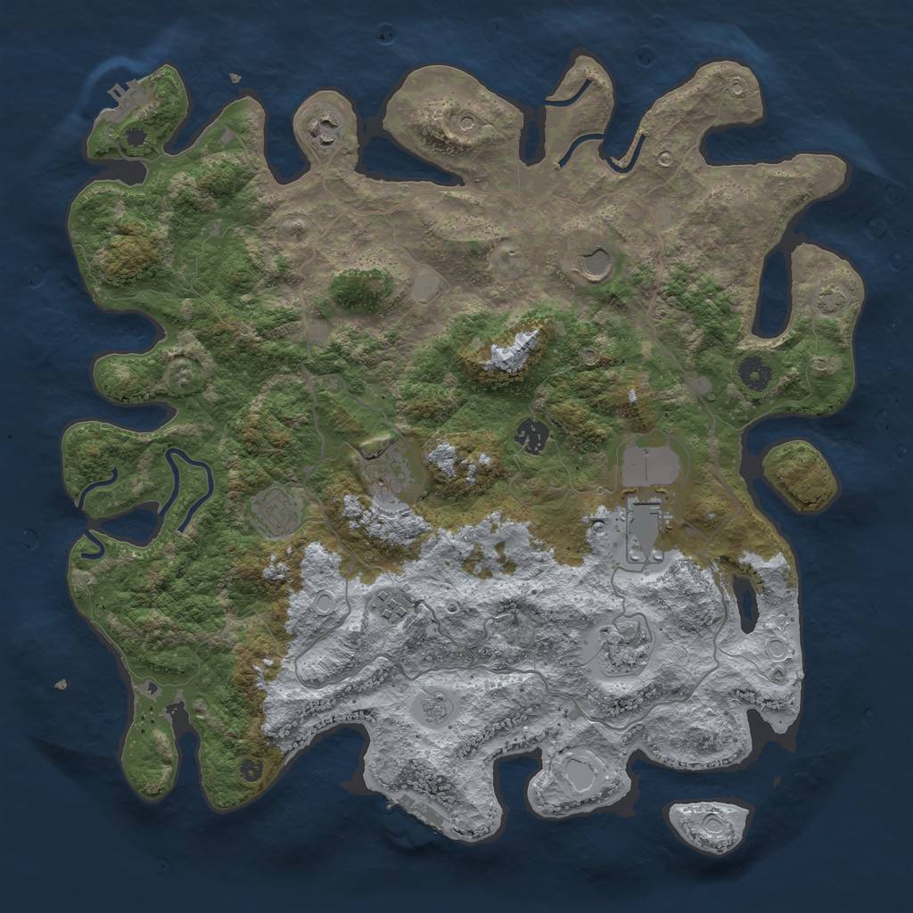 Rust Map: Procedural Map, Size: 4100, Seed: 48655357, 16 Monuments