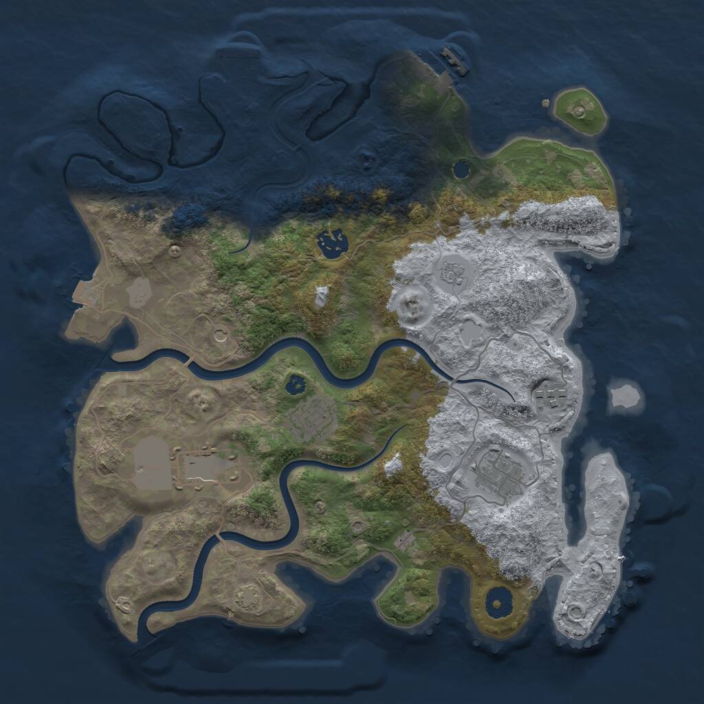 Rust Map: Procedural Map, Size: 3500, Seed: 66910775, 11 Monuments