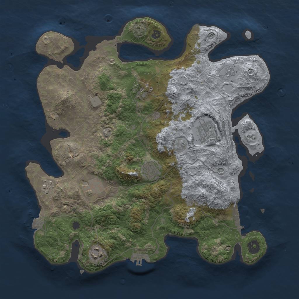 Rust Map: Procedural Map, Size: 3400, Seed: 70253669, 14 Monuments