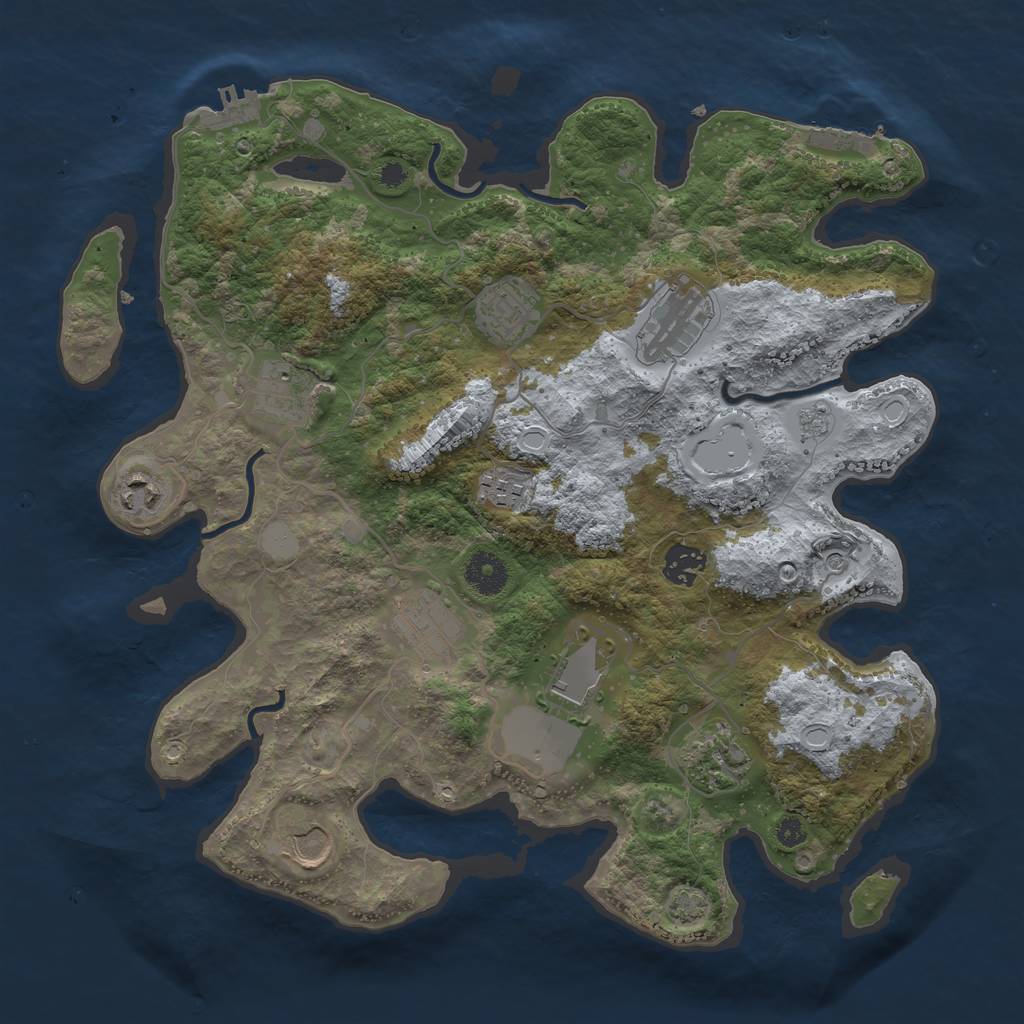 Rust Map: Procedural Map, Size: 3650, Seed: 78472401, 18 Monuments