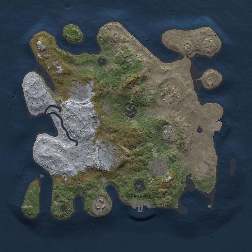 Rust Map: Procedural Map, Size: 3000, Seed: 686, 14 Monuments