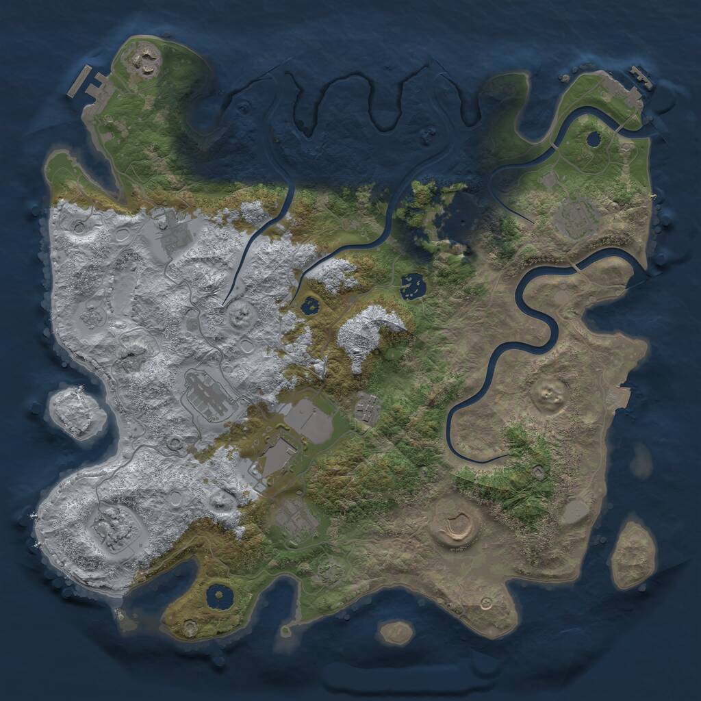 Rust Map: Procedural Map, Size: 3900, Seed: 12953902, 17 Monuments