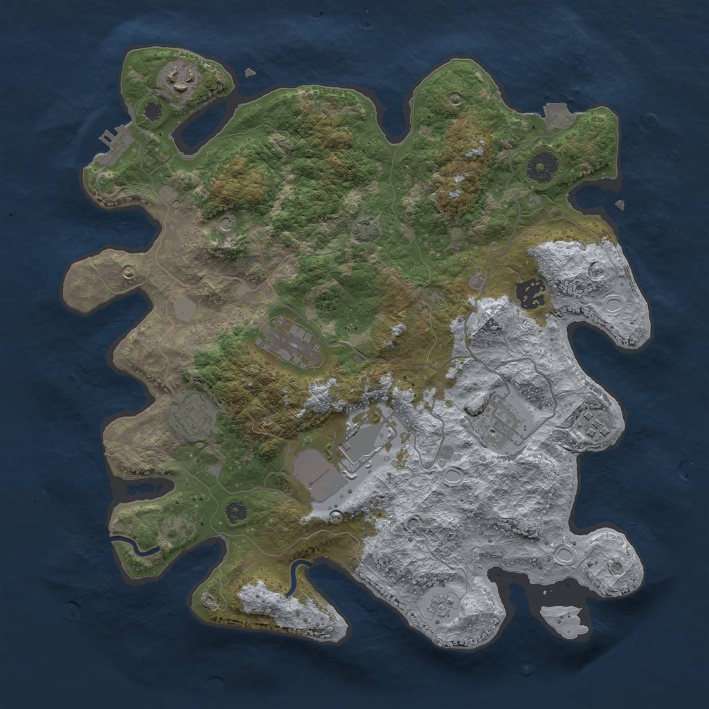Rust Map: Procedural Map, Size: 3500, Seed: 774638161, 14 Monuments