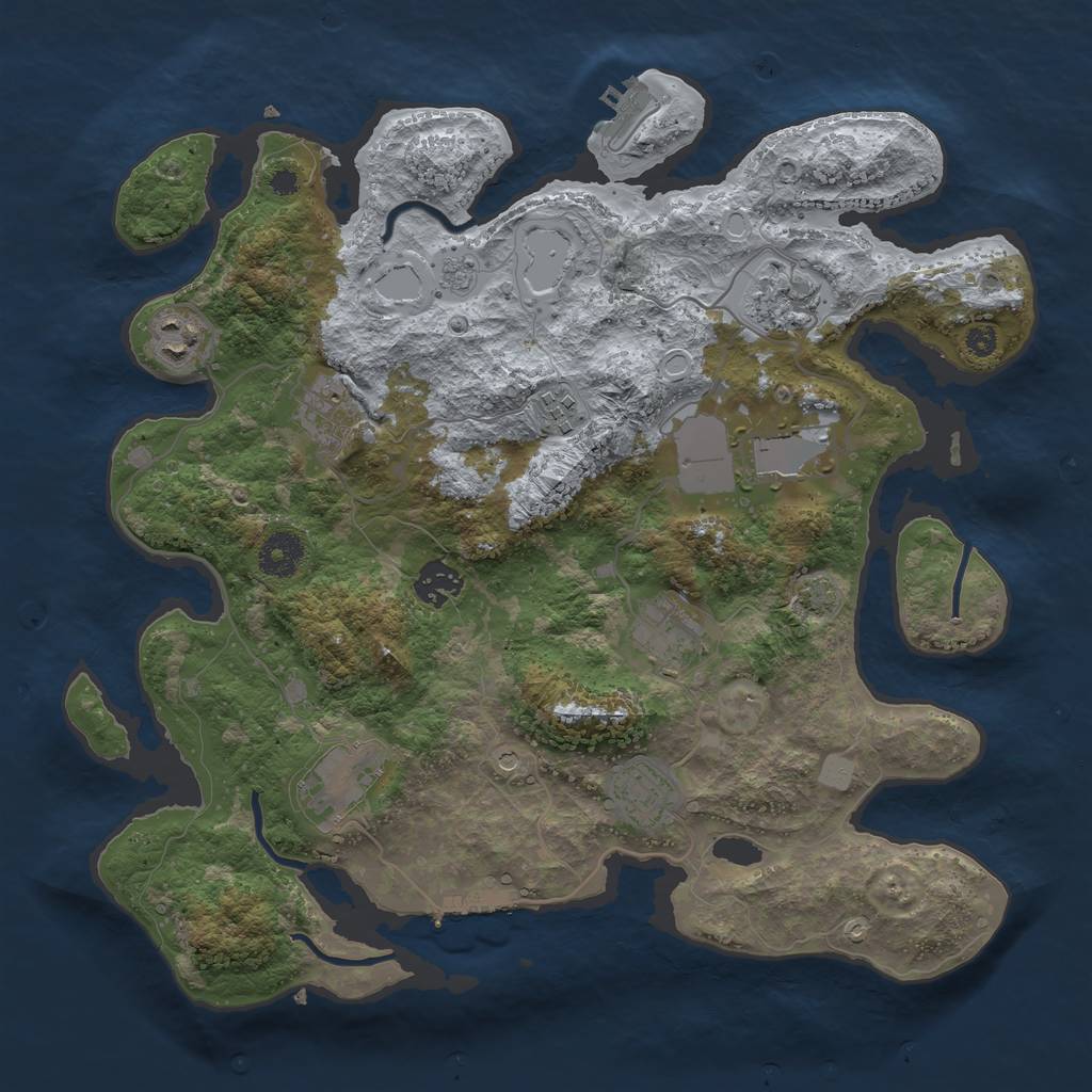Rust Map: Procedural Map, Size: 3600, Seed: 48365351, 17 Monuments