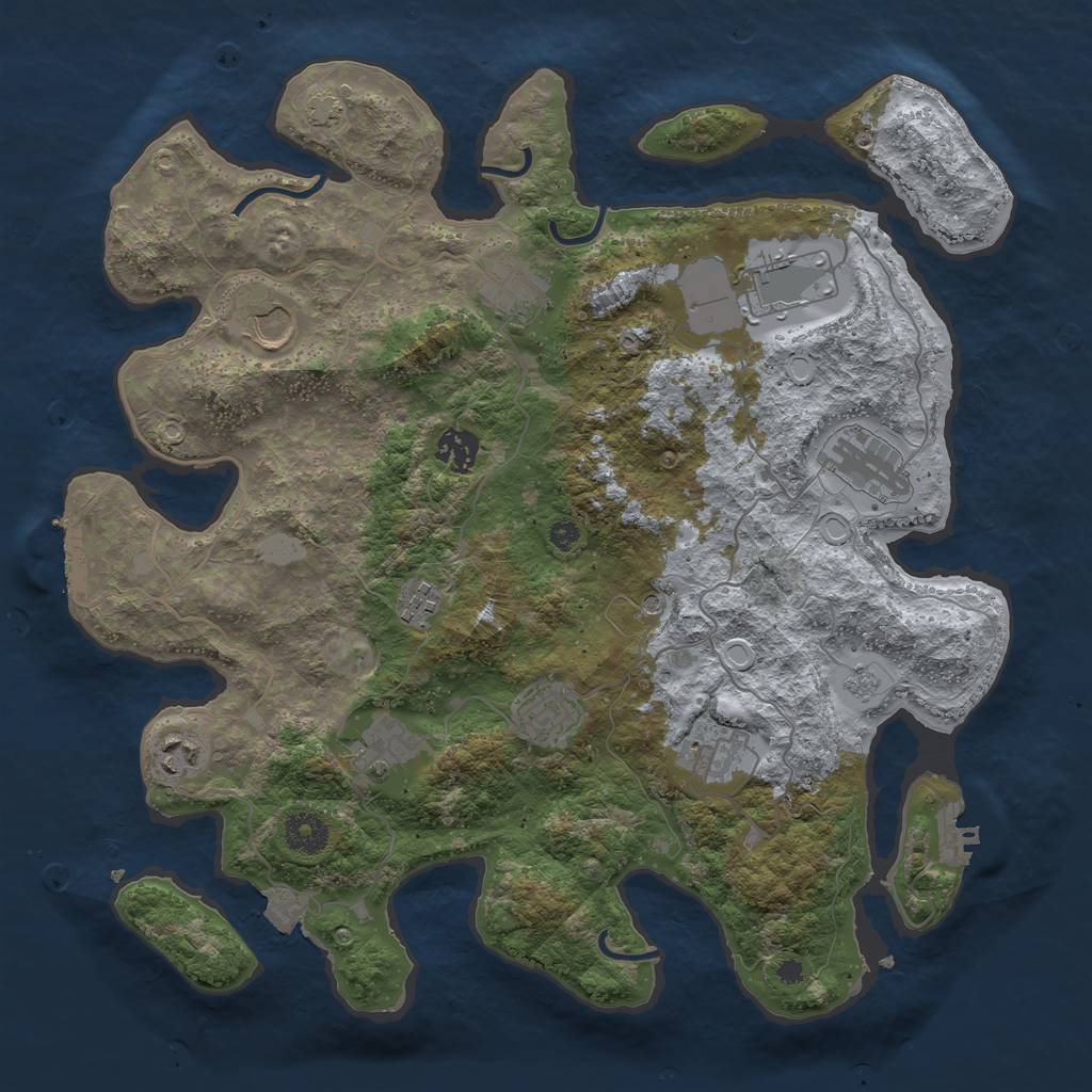 Rust Map: Procedural Map, Size: 3750, Seed: 11321764, 18 Monuments