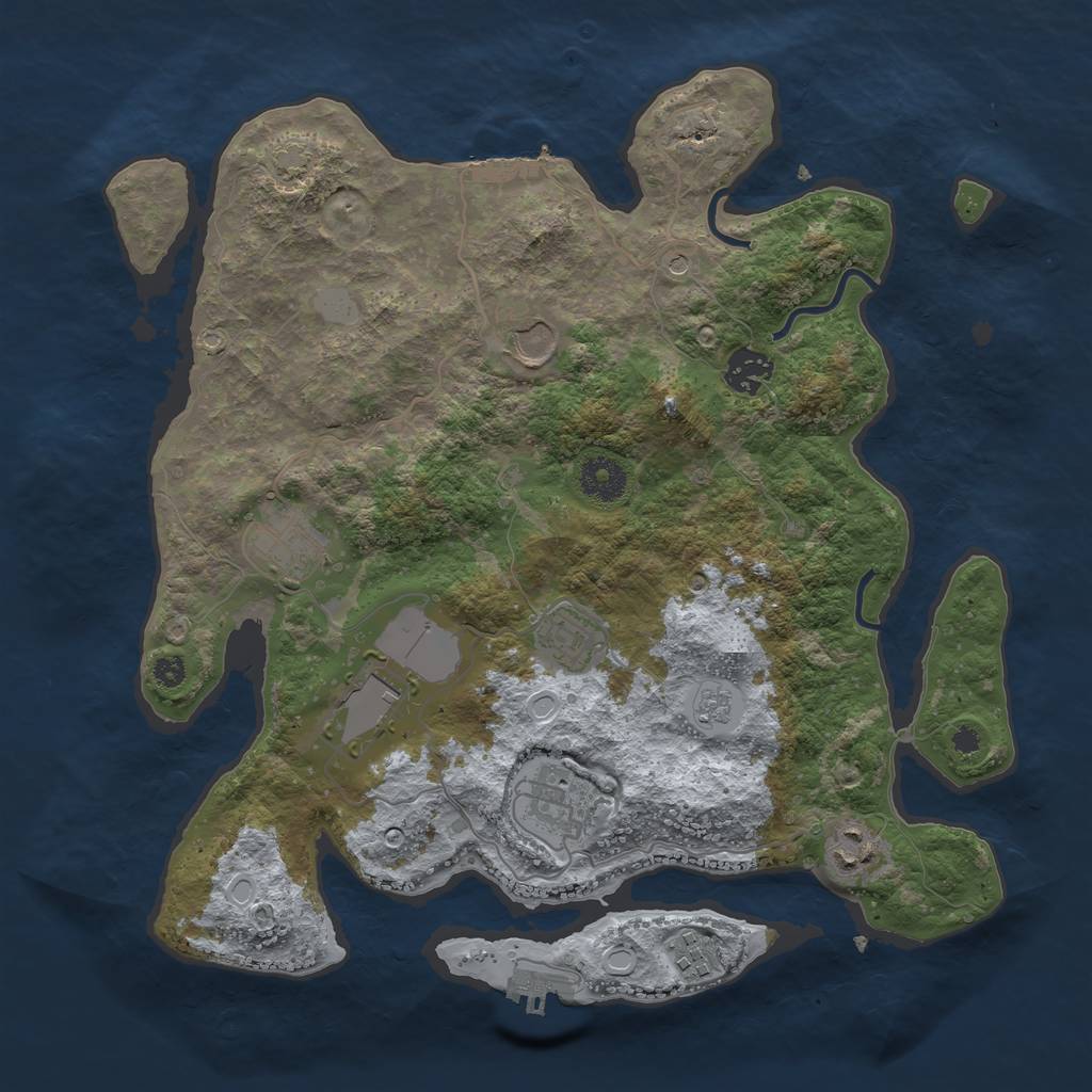 Rust Map: Procedural Map, Size: 3550, Seed: 25874169, 16 Monuments