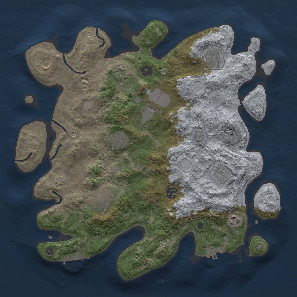Rust Map: Procedural Map, Size: 3800, Seed: 60328989, 18 Monuments