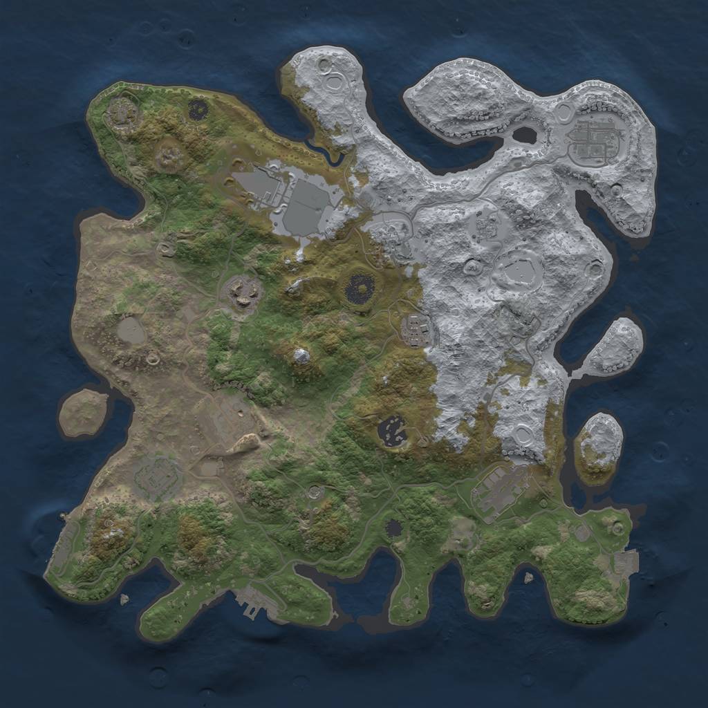 Rust Map: Procedural Map, Size: 3500, Seed: 44560248, 17 Monuments
