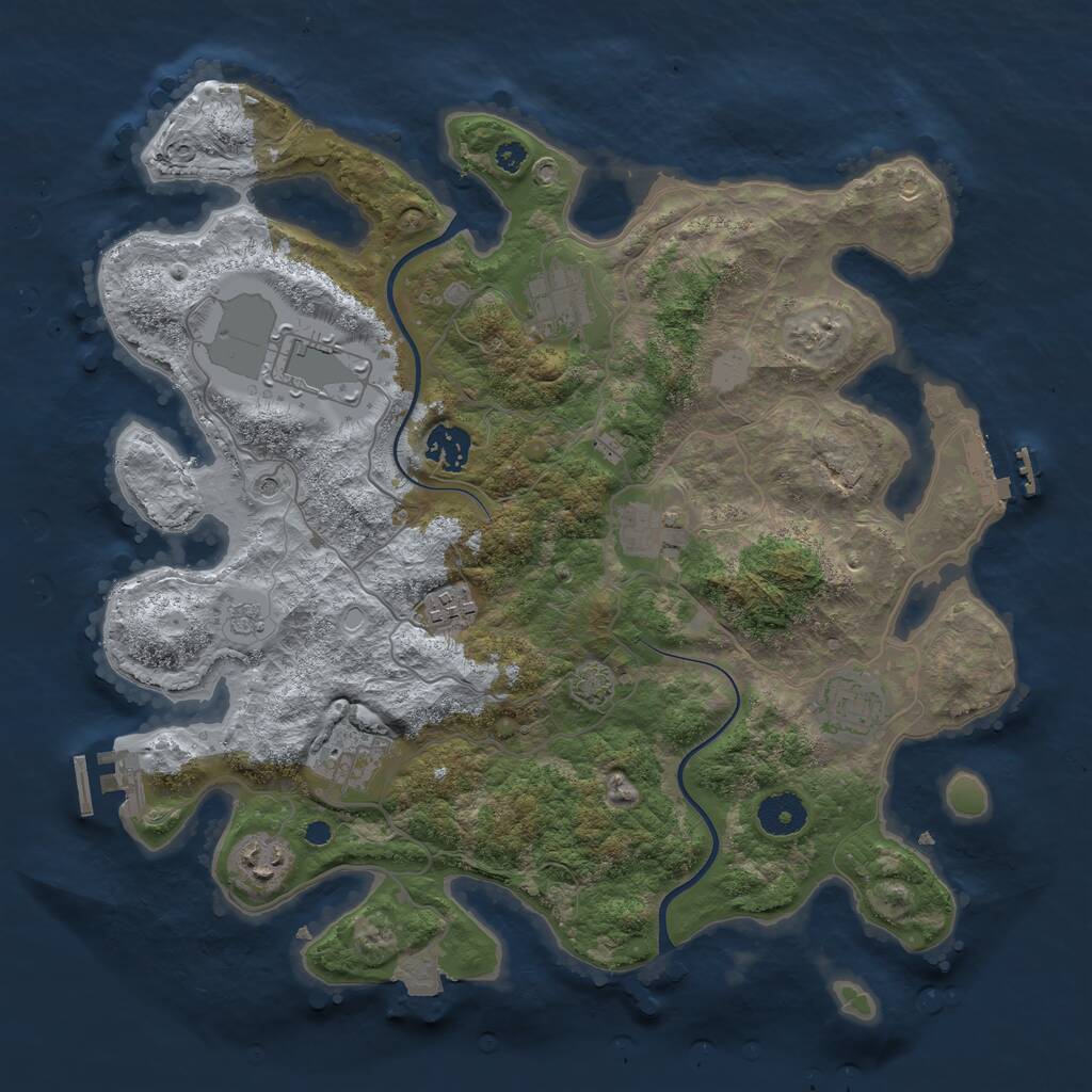 Rust Map: Procedural Map, Size: 3600, Seed: 57052562, 14 Monuments