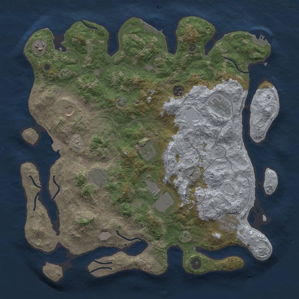 Rust Map: Procedural Map, Size: 4100, Seed: 44649465, 16 Monuments