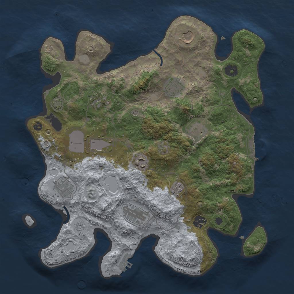 Rust Map: Procedural Map, Size: 3500, Seed: 1212508455, 18 Monuments