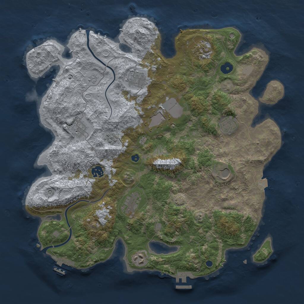 Rust Map: Procedural Map, Size: 3900, Seed: 31476177, 16 Monuments