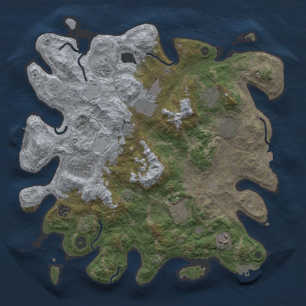 Rust Map: Procedural Map, Size: 3900, Seed: 57255475, 17 Monuments