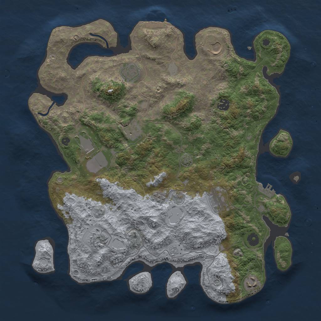 Rust Map: Procedural Map, Size: 3950, Seed: 87488955, 17 Monuments