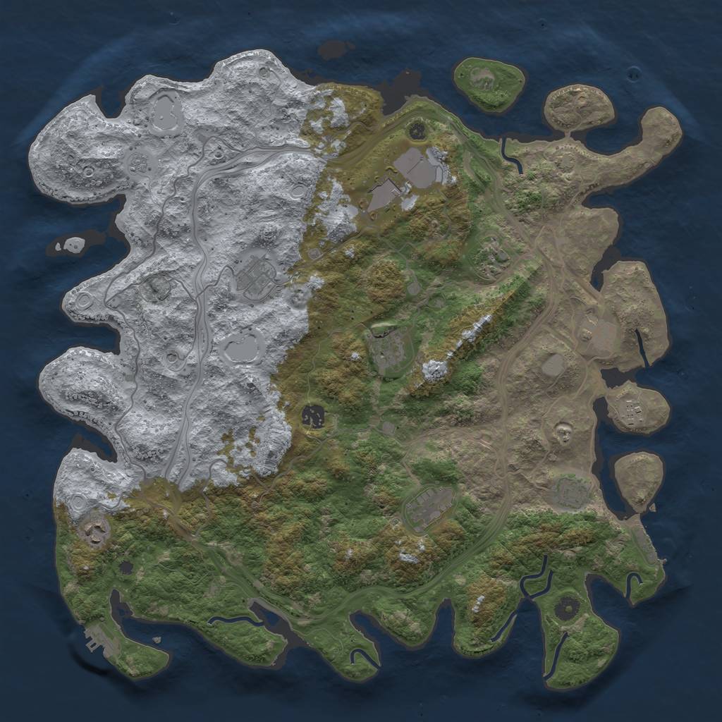 Rust Map: Procedural Map, Size: 4500, Seed: 20230530, 18 Monuments