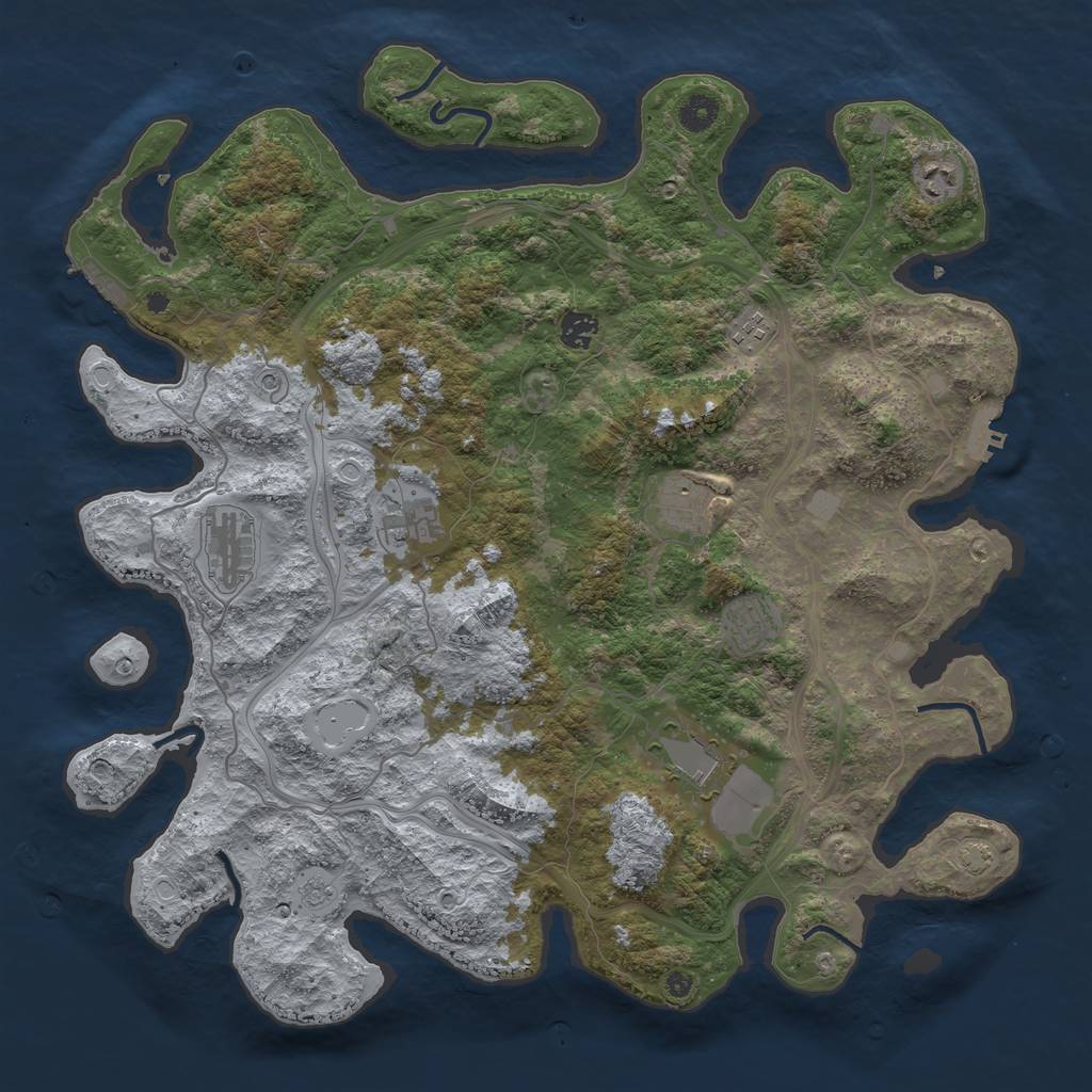 Rust Map: Procedural Map, Size: 4300, Seed: 48249623, 16 Monuments