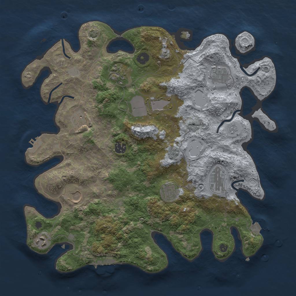 Rust Map: Procedural Map, Size: 3750, Seed: 850711532, 17 Monuments
