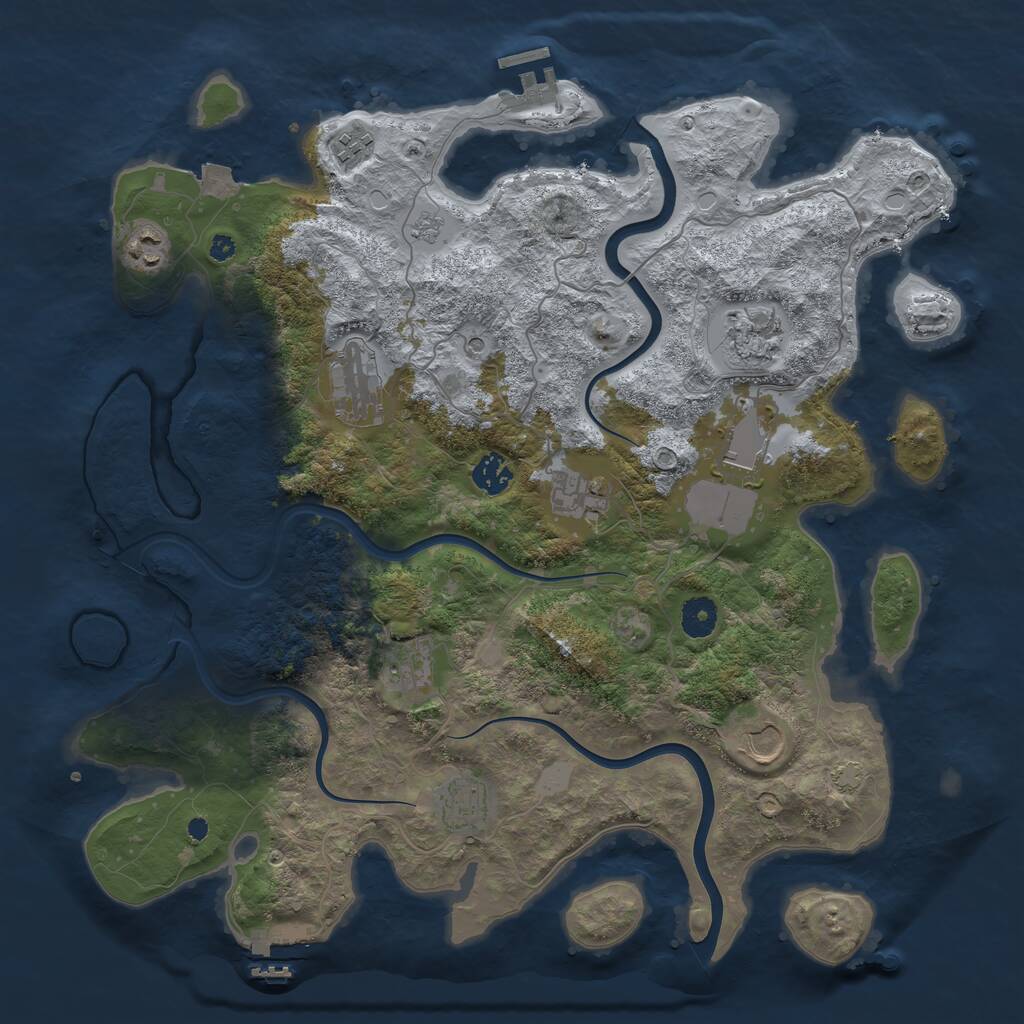 Rust Map: Procedural Map, Size: 3950, Seed: 12947478, 16 Monuments