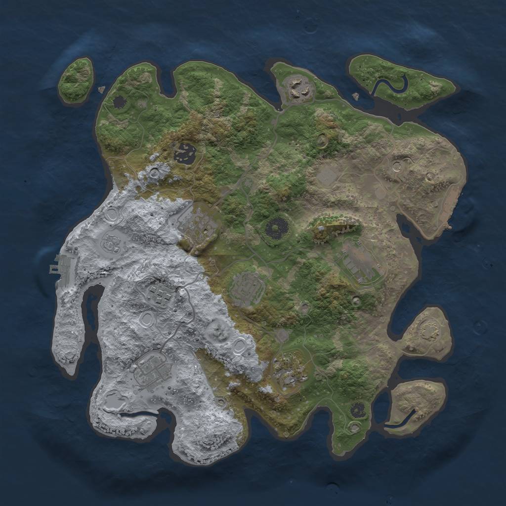 Rust Map: Procedural Map, Size: 3400, Seed: 53990209, 16 Monuments