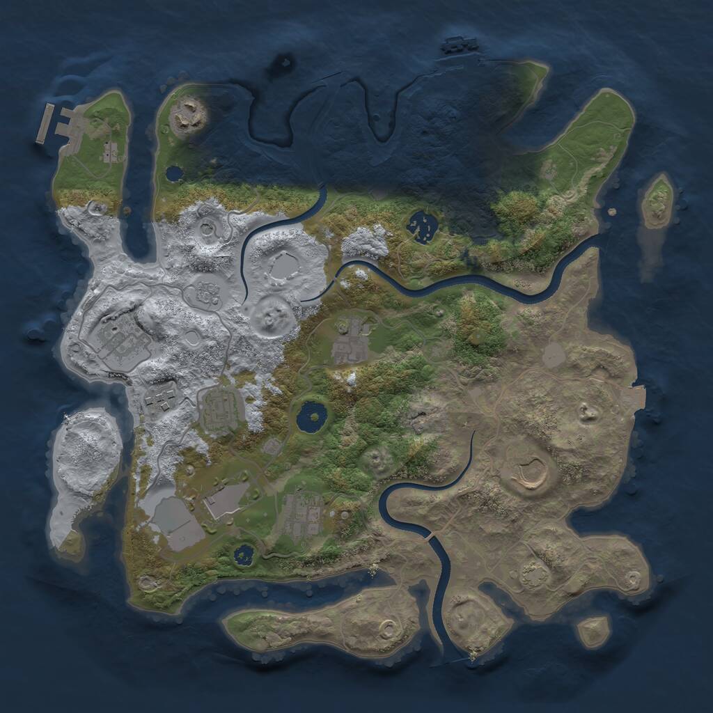 Rust Map: Procedural Map, Size: 3500, Seed: 358745, 15 Monuments