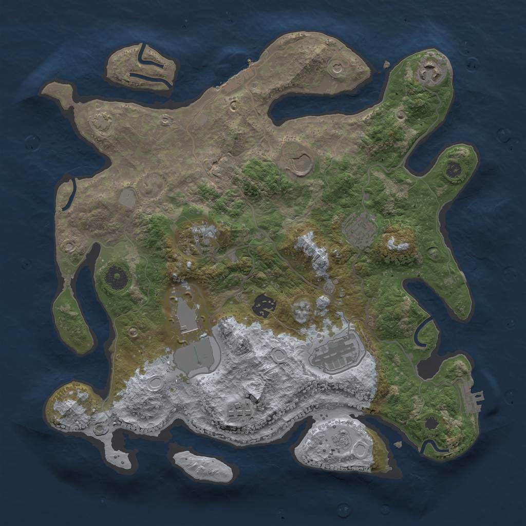 Rust Map: Procedural Map, Size: 3500, Seed: 71535225, 16 Monuments