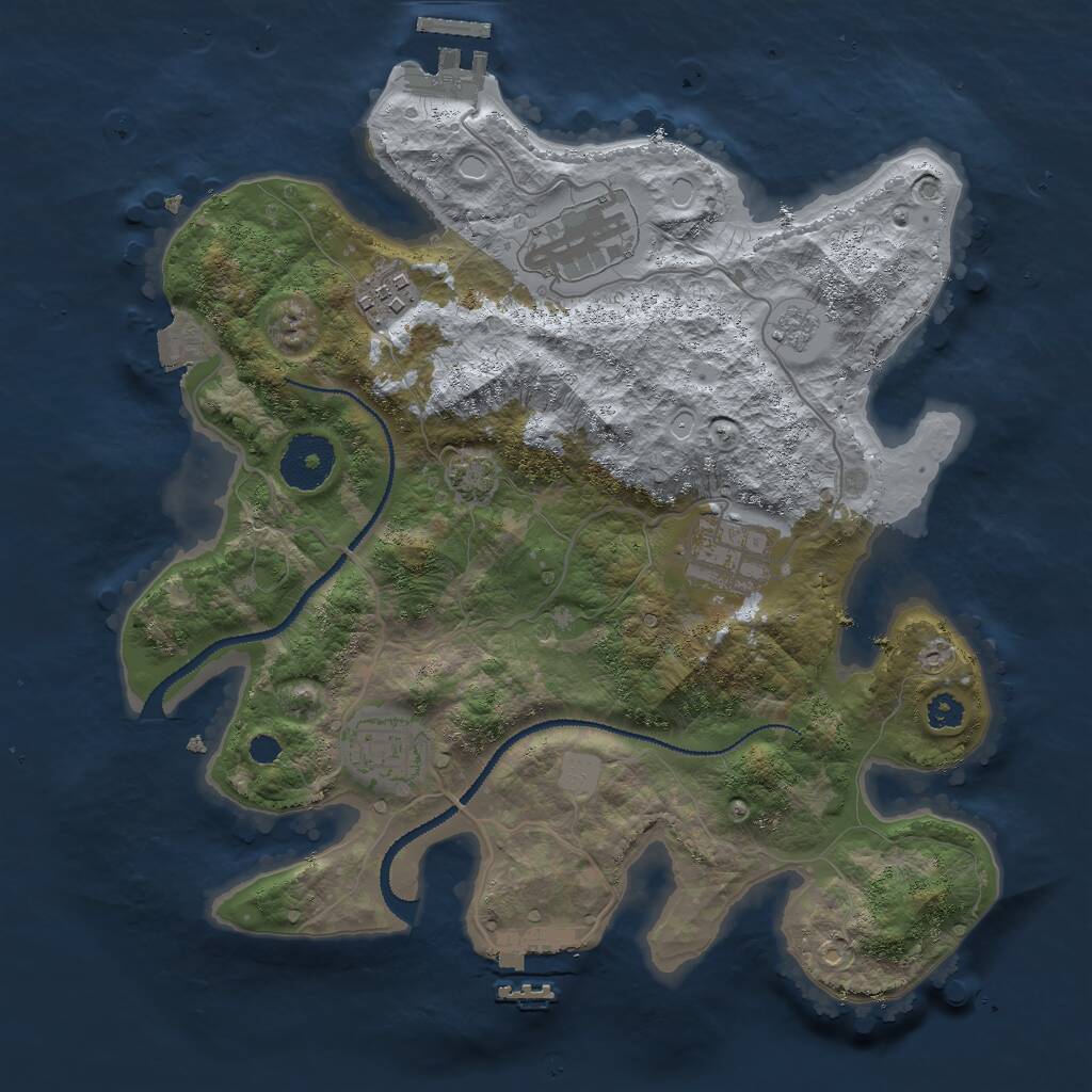 Rust Map: Procedural Map, Size: 3000, Seed: 1623350, 9 Monuments