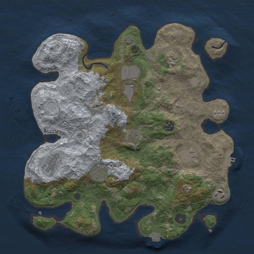 Rust Map: Procedural Map, Size: 3500, Seed: 41840617, 16 Monuments