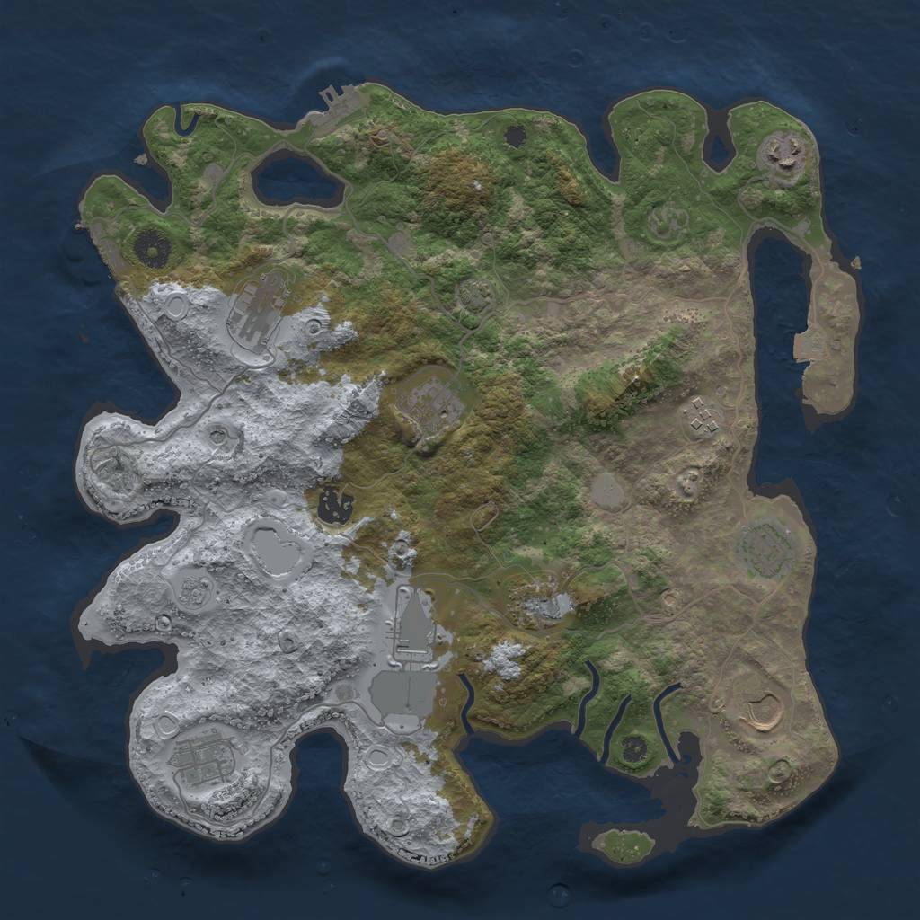 Rust Map: Procedural Map, Size: 3700, Seed: 78763744, 18 Monuments