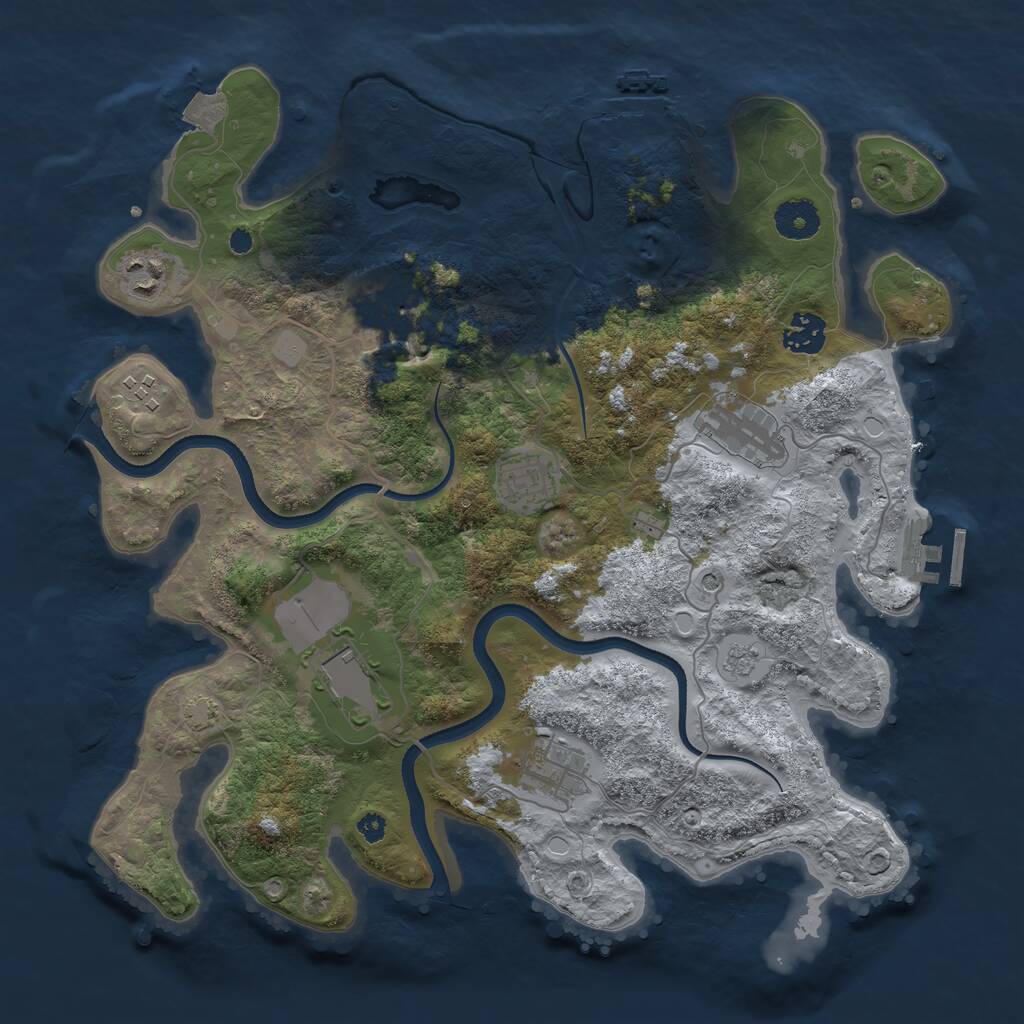 Rust Map: Procedural Map, Size: 3600, Seed: 8045338, 14 Monuments
