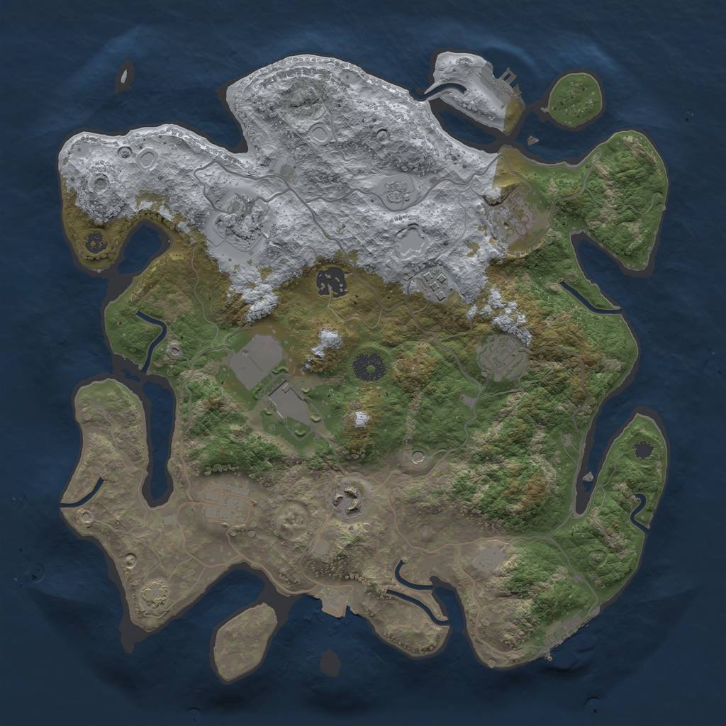 Rust Map: Procedural Map, Size: 3500, Seed: 707600476, 16 Monuments