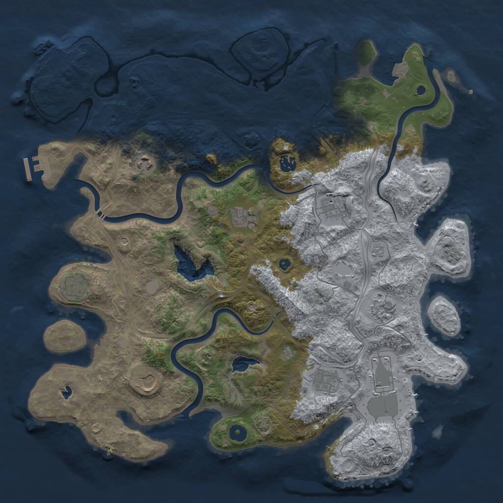 Rust Map: Procedural Map, Size: 4400, Seed: 25943759, 16 Monuments