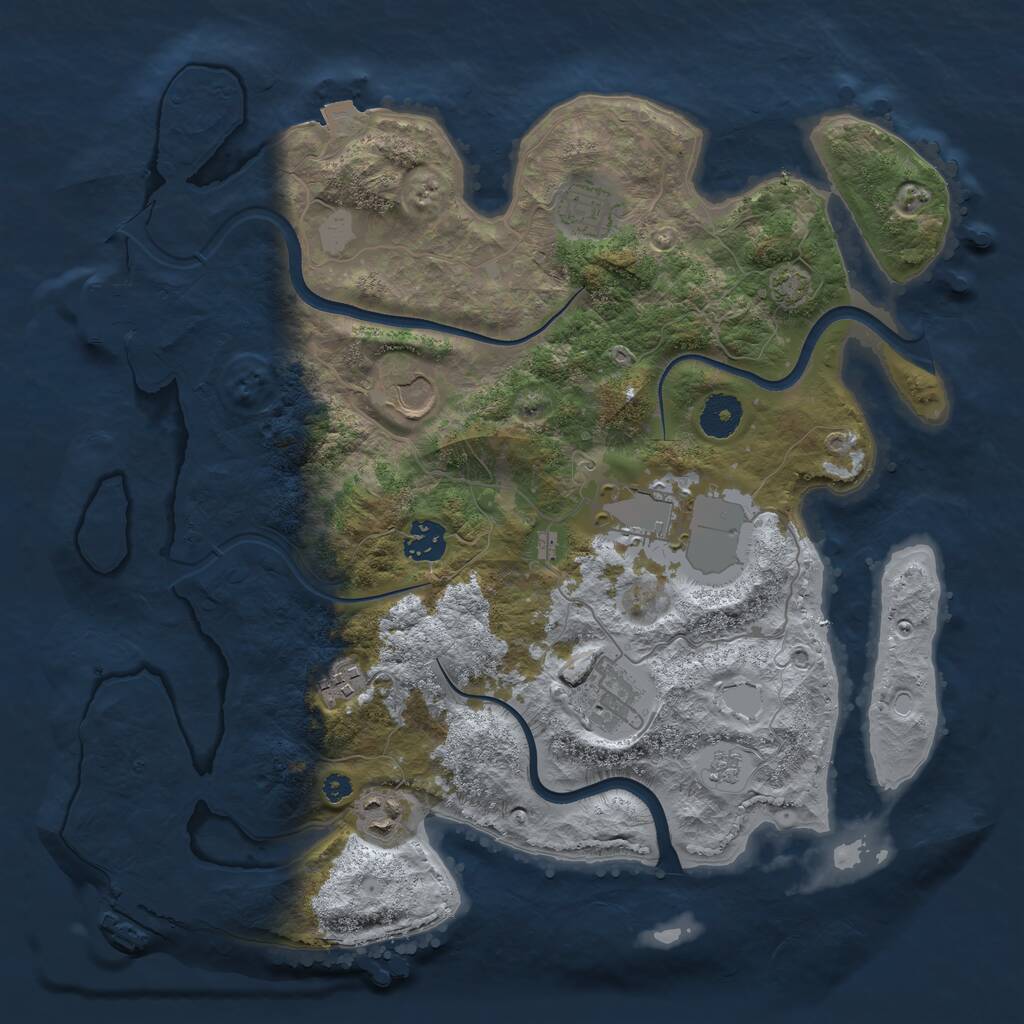 Rust Map: Procedural Map, Size: 3600, Seed: 60994065, 12 Monuments