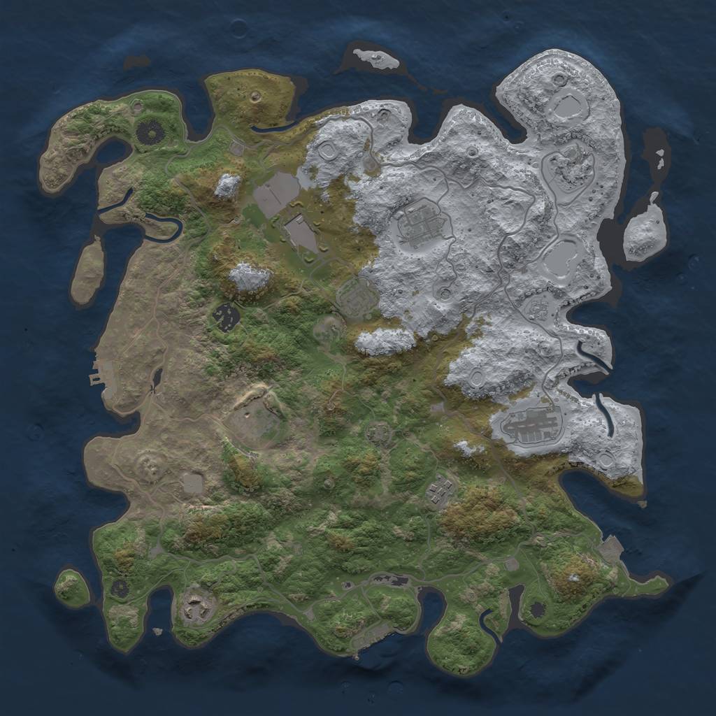 Rust Map: Procedural Map, Size: 4000, Seed: 965616304, 17 Monuments