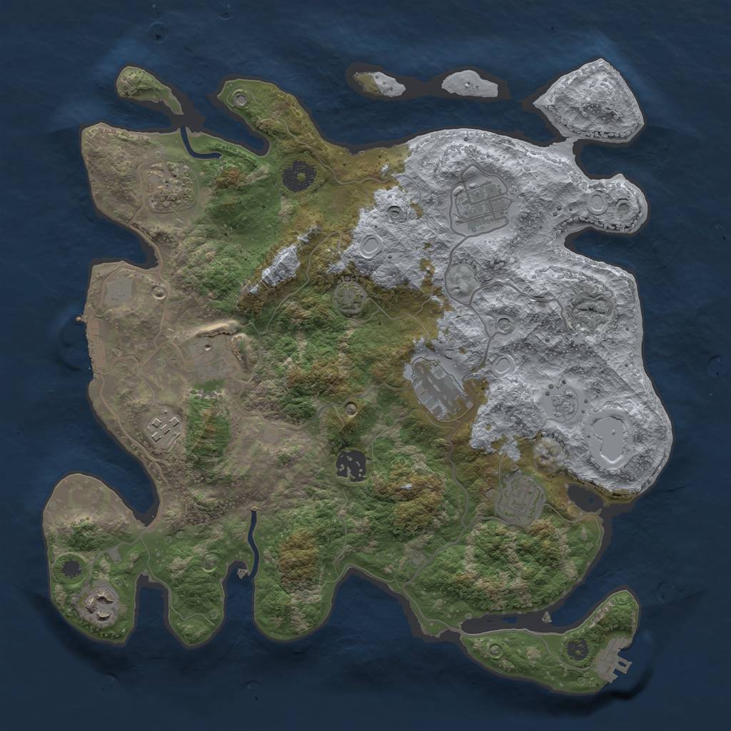 Rust Map: Procedural Map, Size: 3450, Seed: 73321611, 16 Monuments