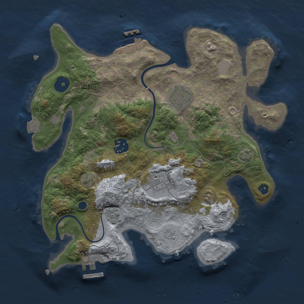 Rust Map: Procedural Map, Size: 3000, Seed: 19442, 9 Monuments