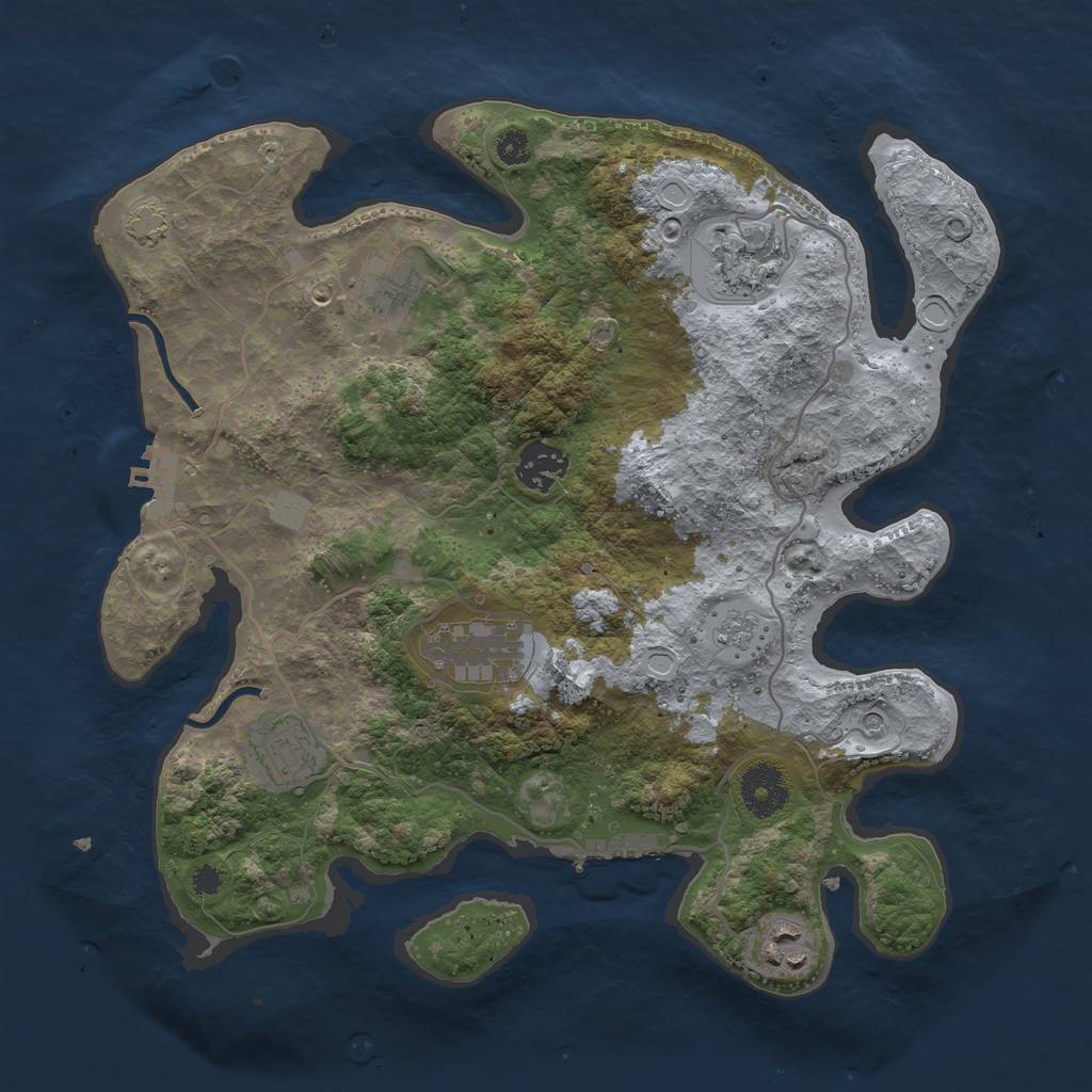 Rust Map: Procedural Map, Size: 3300, Seed: 882954568, 14 Monuments