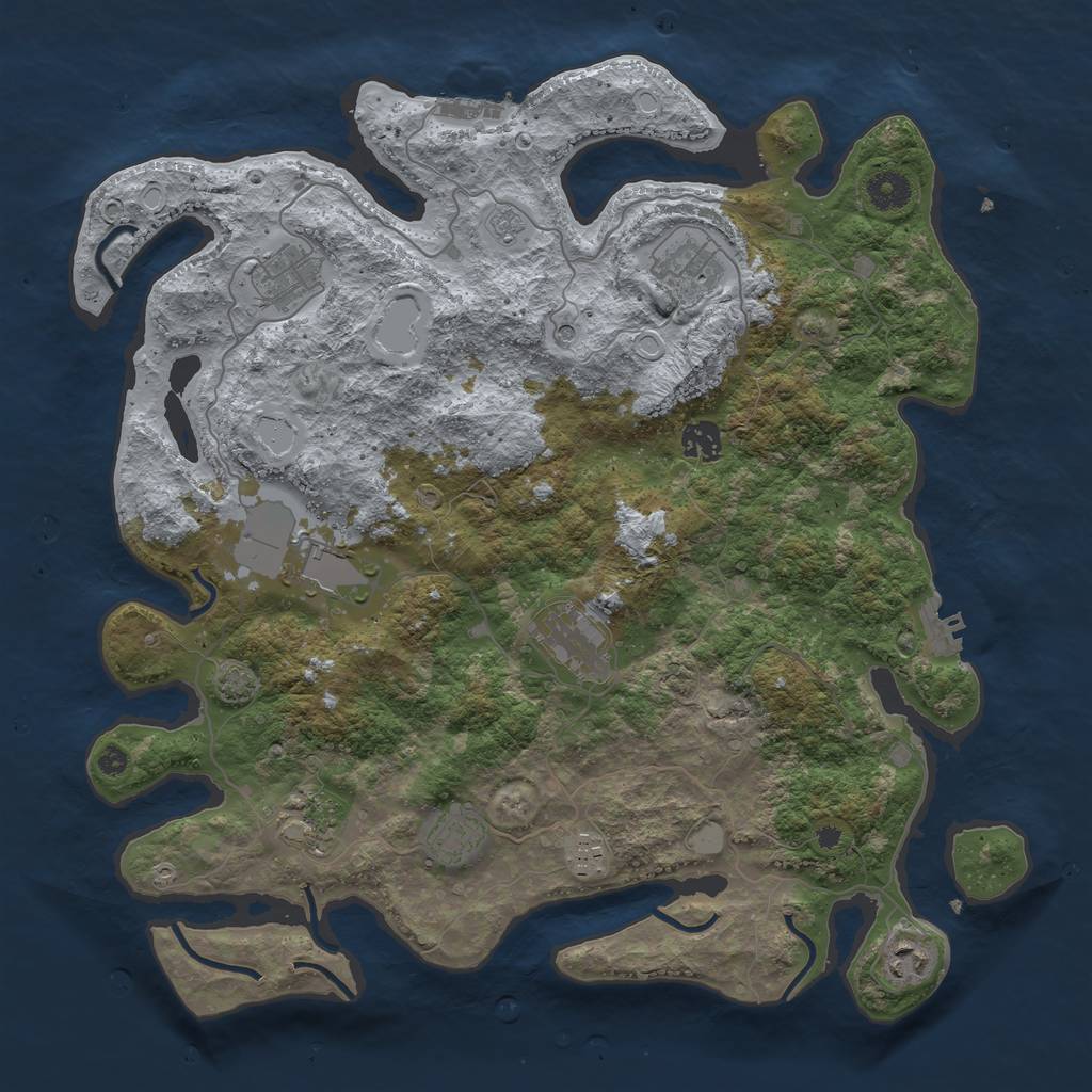 Rust Map: Procedural Map, Size: 3950, Seed: 21877859, 17 Monuments
